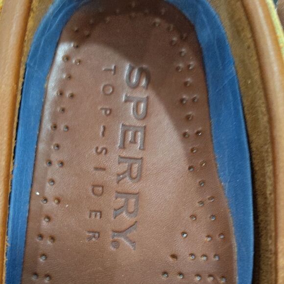 Sperry Tan Boat Shoes with Yellow Laces - Picture 2 of 6